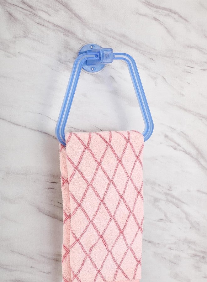 iSTAR Self Adhesive Sticker ABS Plastic Hand Towel Ring Holder for Bathroom Washbasin Triangle Towel Hanger Unbreakable Napkin Holder Stand for Kitchen Bathroom Accessroies, (Blue) Pack of 1 - Image 2